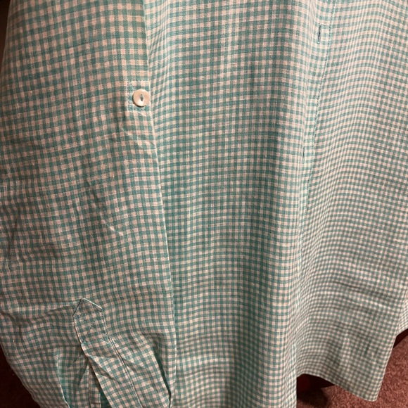 Liz Claiborne long sleeve button up shirt, size Small, aqua and white checked - Picture 4 of 4